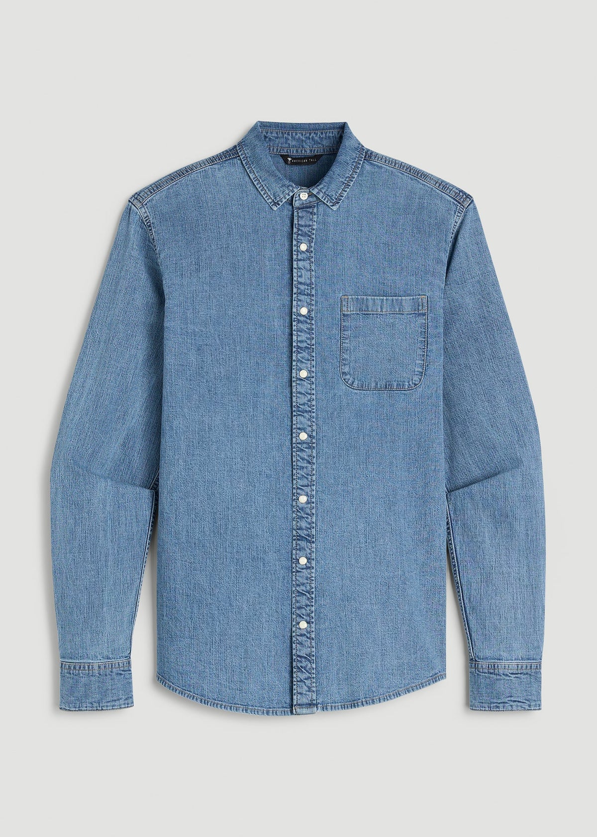 Classic Stretch Denim Shirt for Tall Men in Perfect Blue