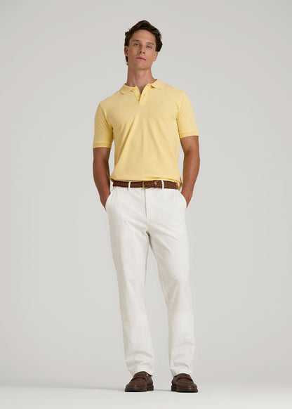 Classic Polo with Embroidered Logo for Tall Men in Lemon Drop