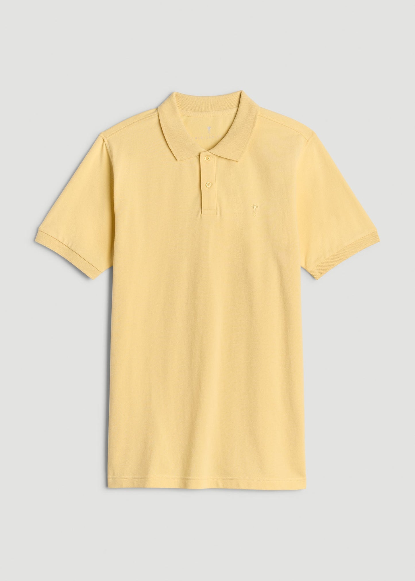 Classic Polo with Embroidered Logo for Tall Men in Lemon Drop