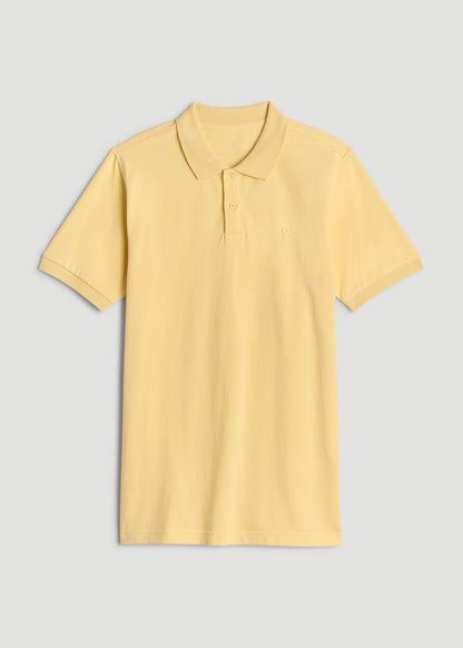 Classic Polo with Embroidered Logo for Tall Men in Lemon Drop