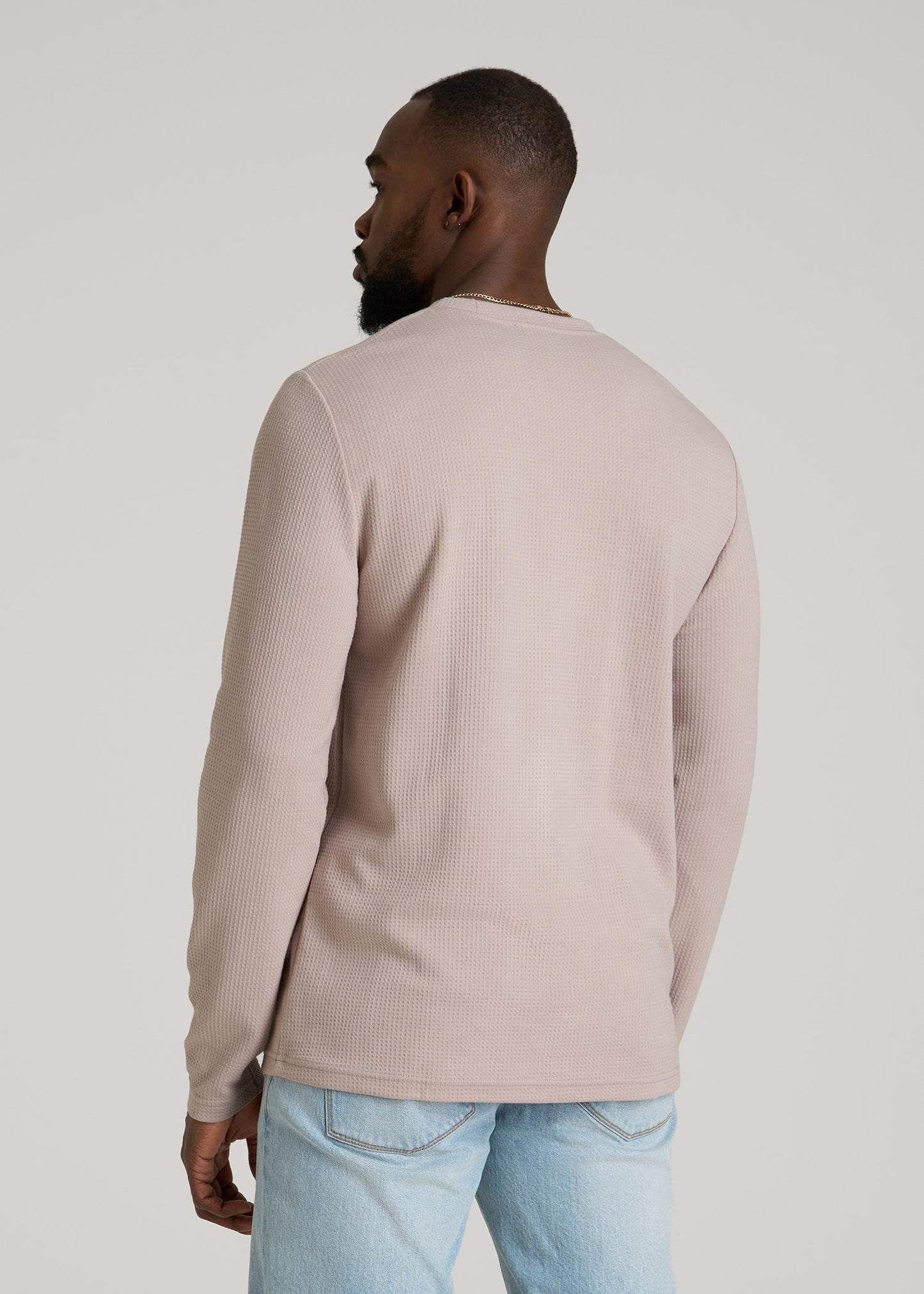 Cloud Knit Waffle Long Sleeve Tee for Tall Men in Desert Rose