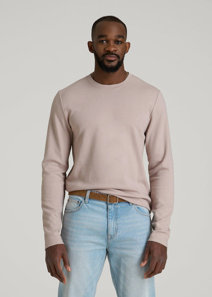 Cloud Knit Waffle Long Sleeve Tee for Tall Men in Desert Rose