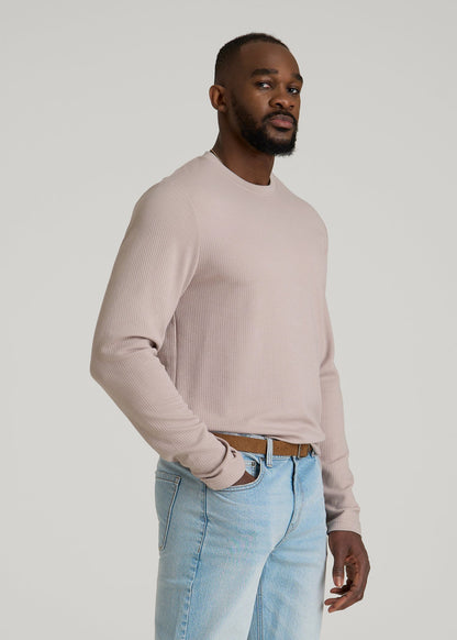 Cloud Knit Waffle Long Sleeve Tee for Tall Men in Desert Rose