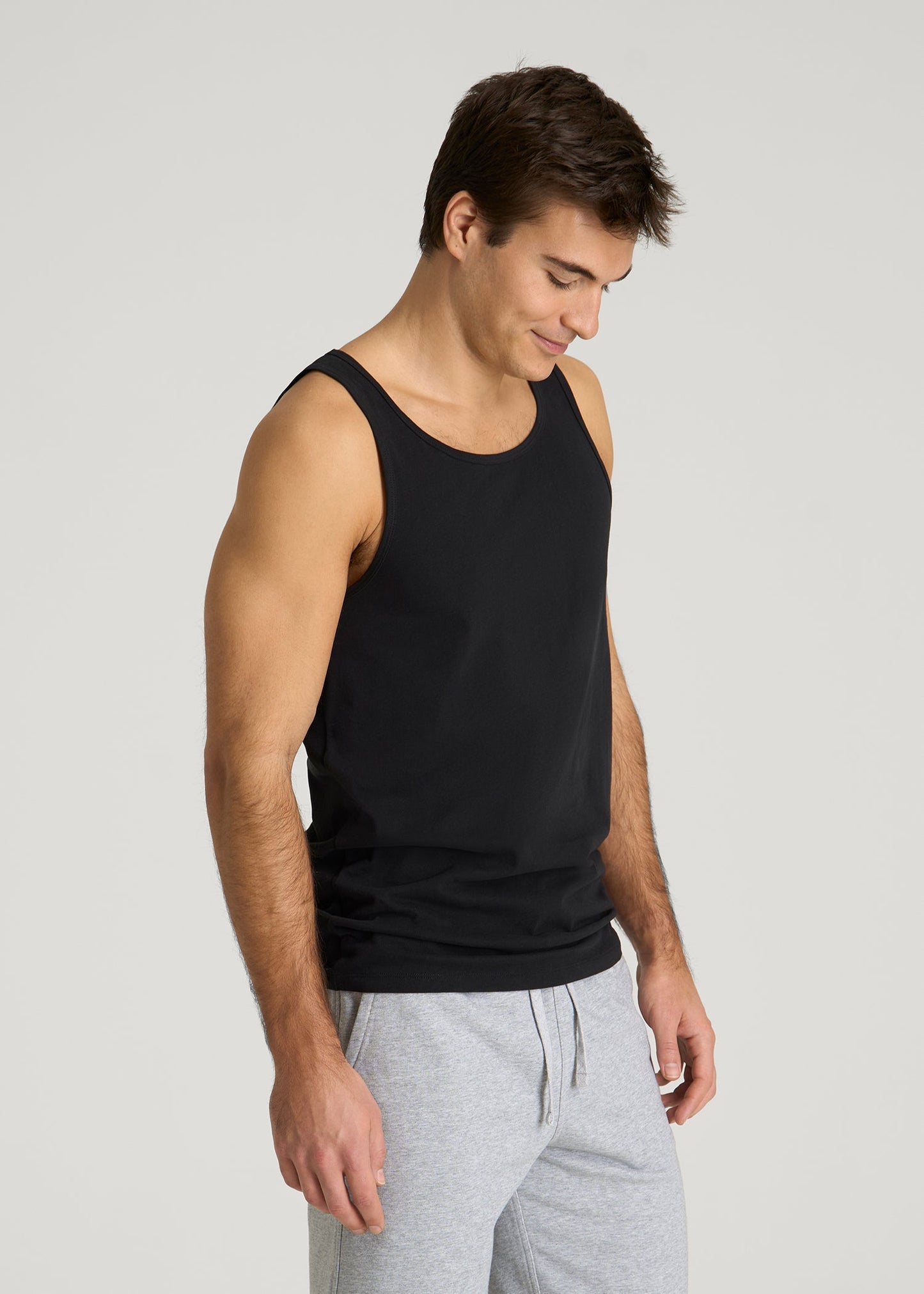 Core Cotton Tank for Tall Men in Black