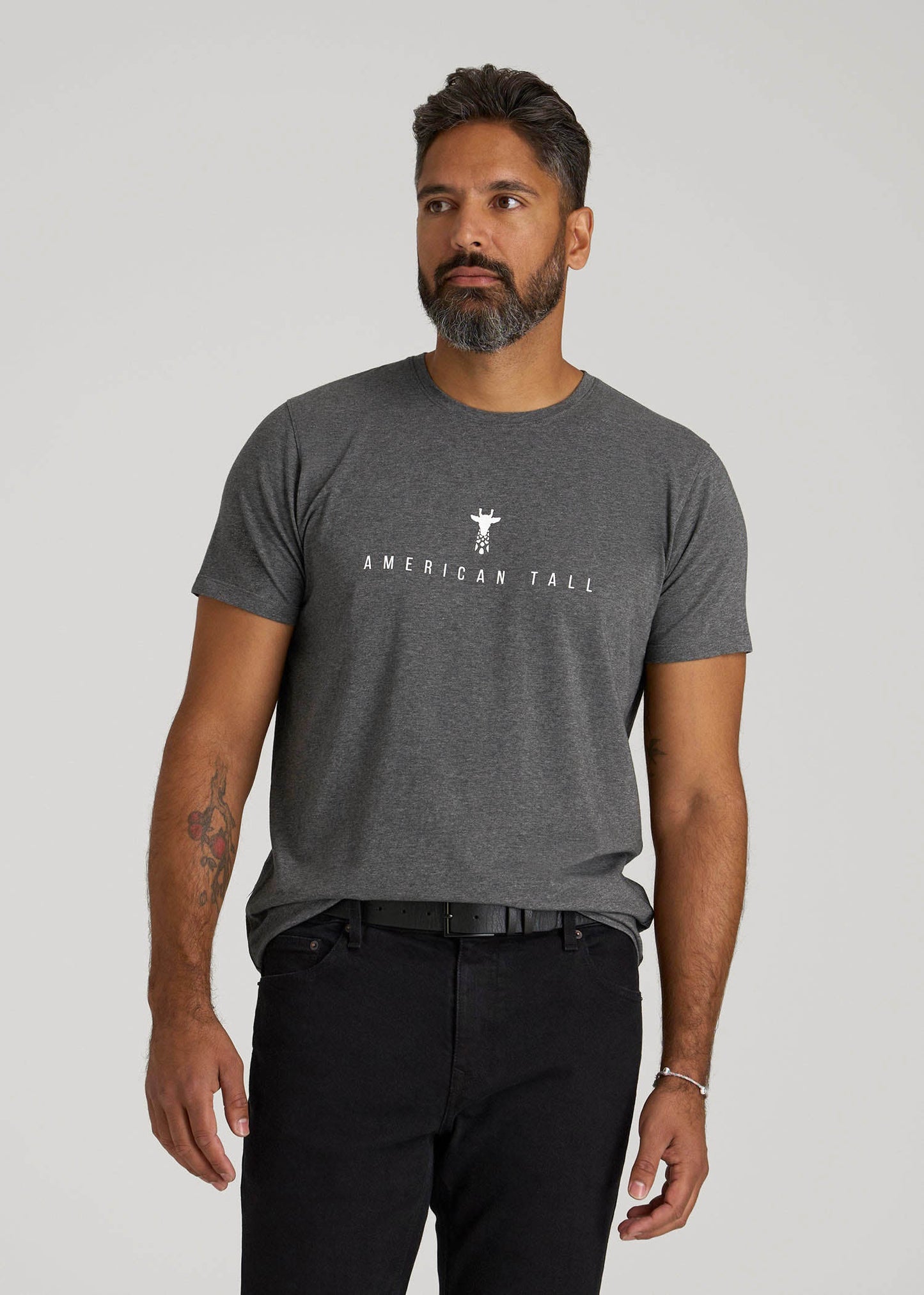 Regular Corporate Logo Tee for Men in Charcoal Mix