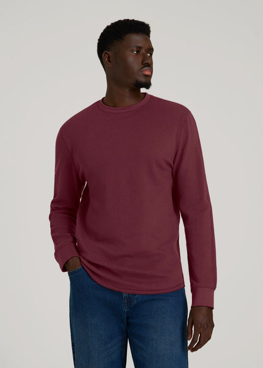 Double Honeycomb Thermal Crewneck for Tall Men in Tawny Port