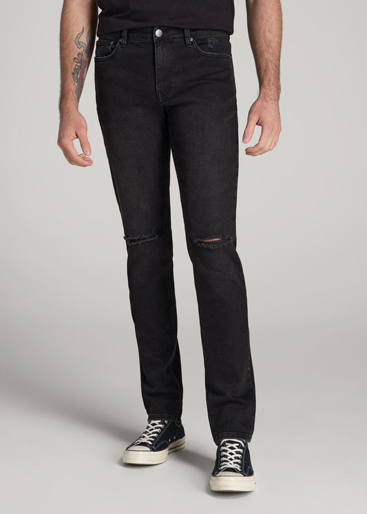 Dylan Slim Fit Jeans for Tall Men in Distressed Onyx Black Wash