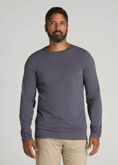 The Essential Slim Fit Long Sleeve Tee for Tall Men in Grey Blue