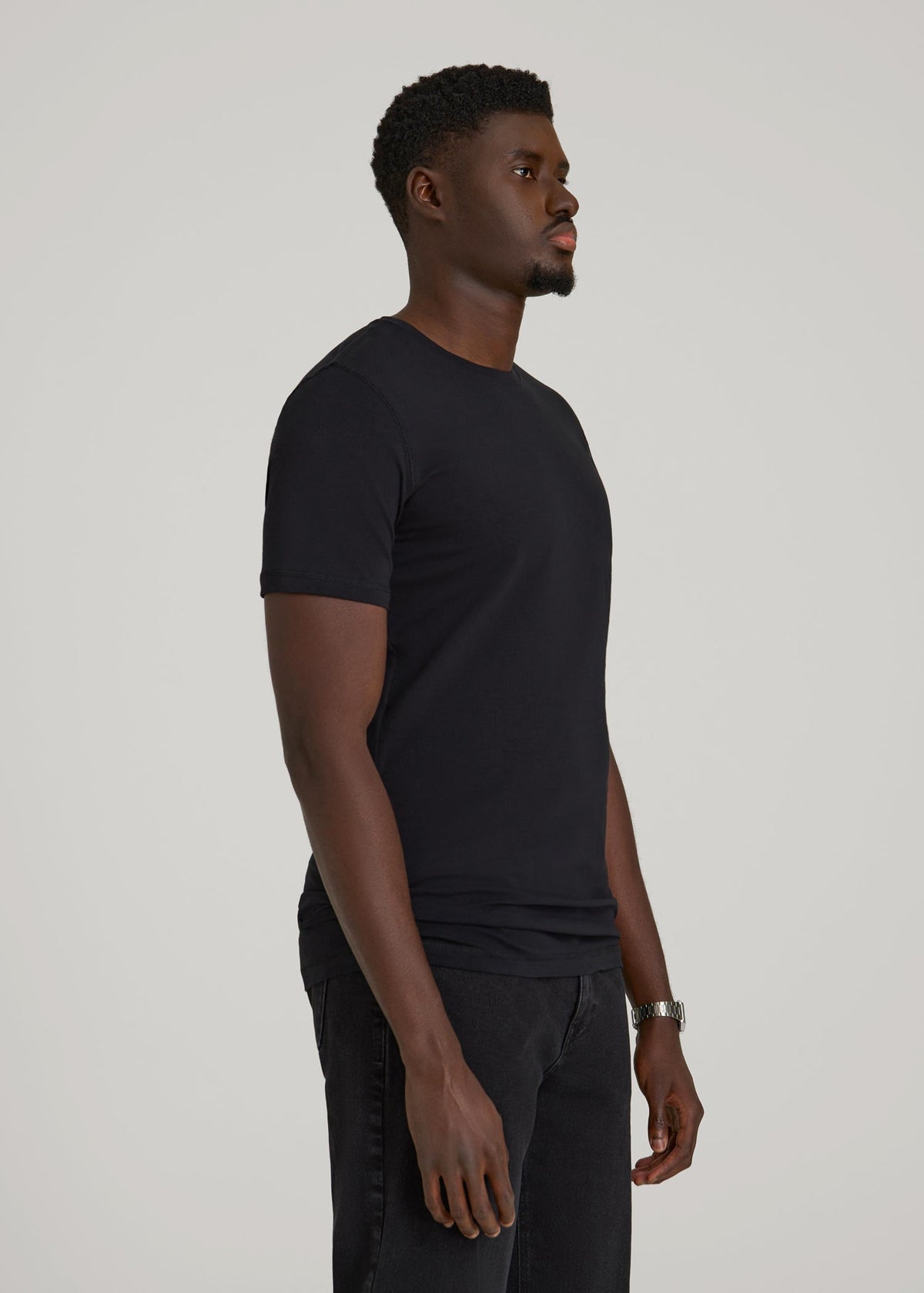 The Essential Slim Fit Crewneck Tee for Tall Men in Black