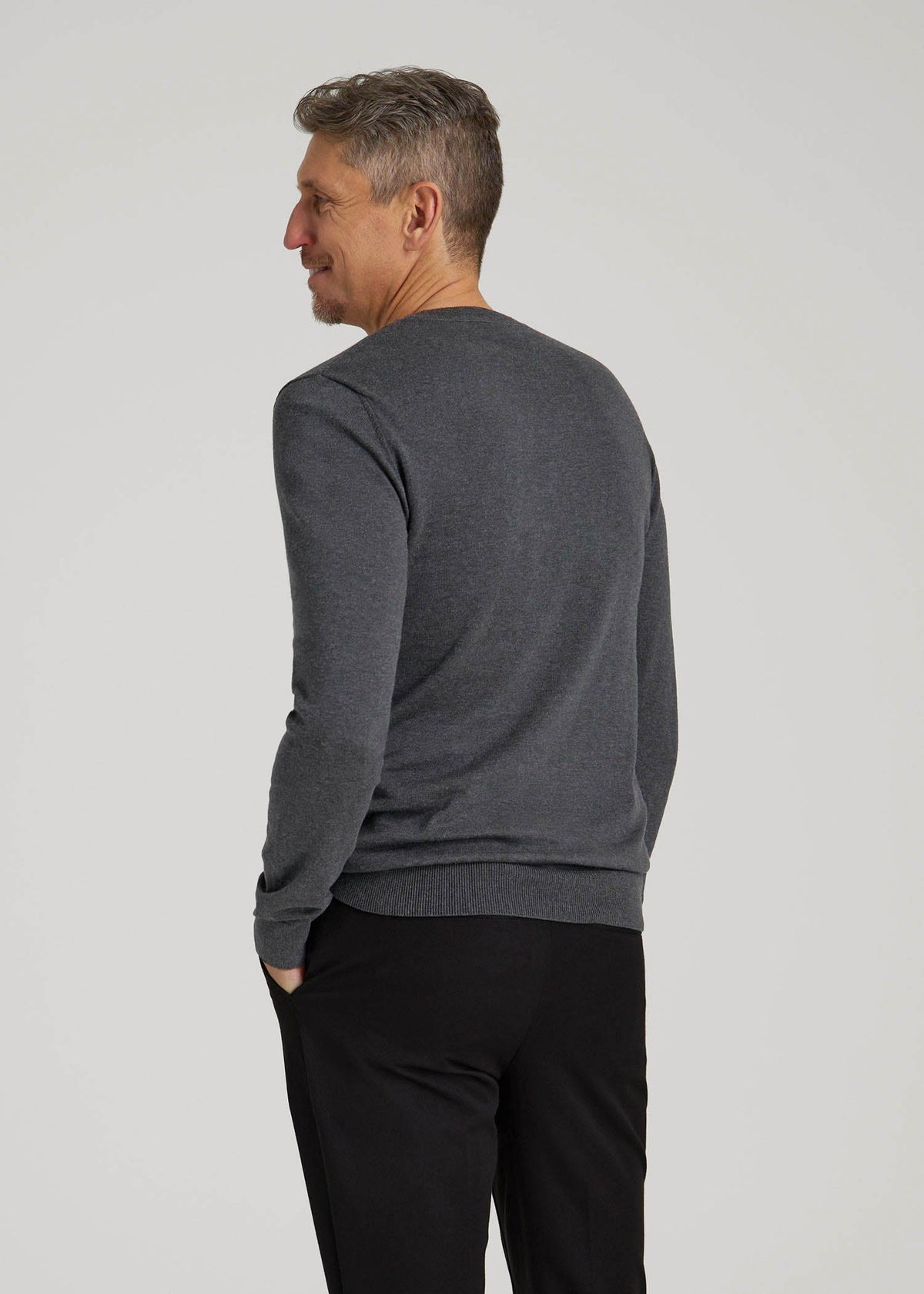 Everyday Crewneck Sweater for Tall Men in Charcoal Mix