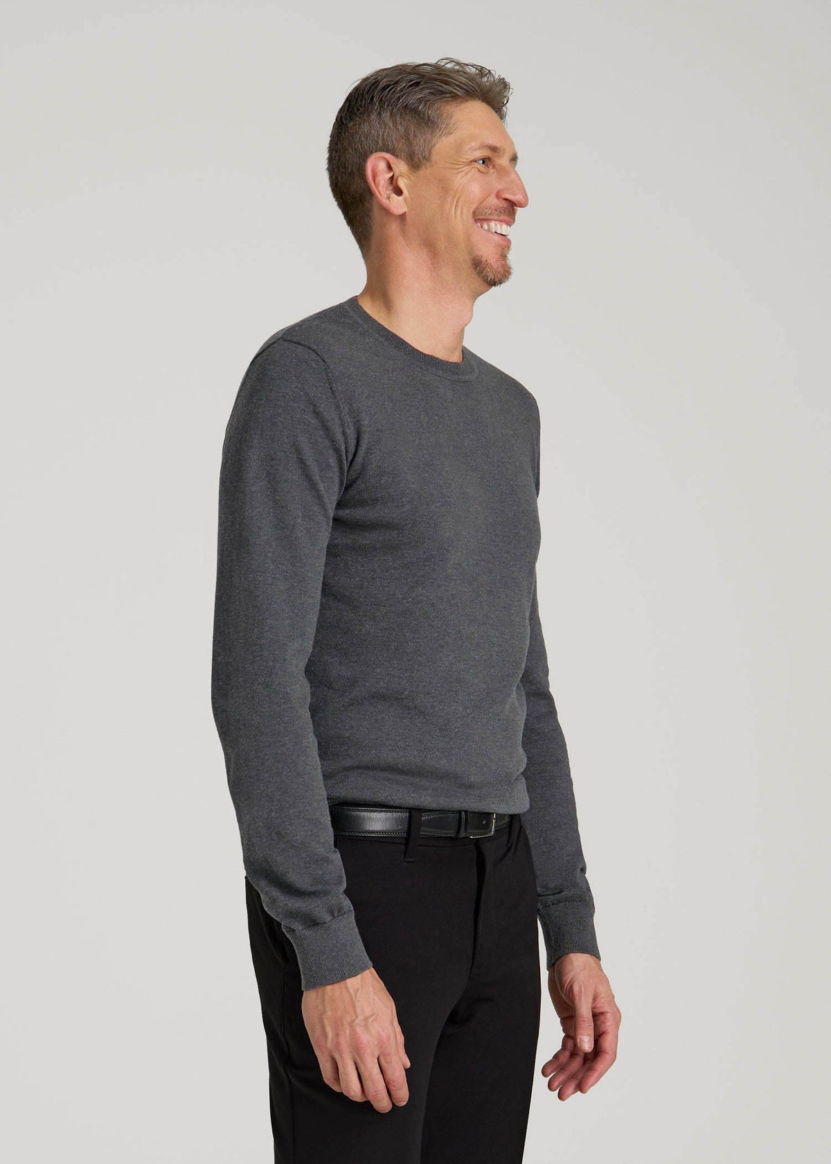 Everyday Crewneck Sweater for Tall Men in Charcoal Mix