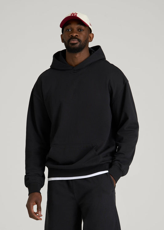 Everyday French Terry Popover Hoodie for Tall Men in Black