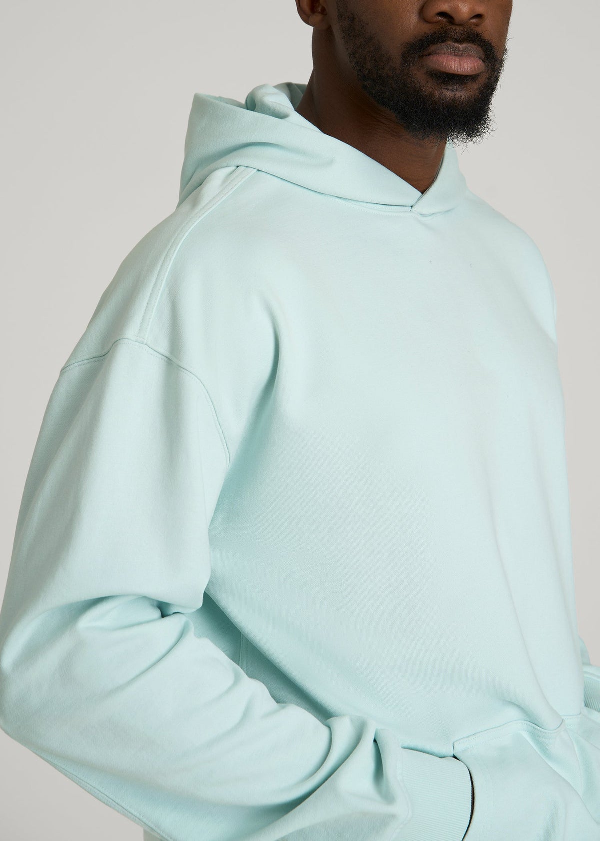 Everyday French Terry Popover Hoodie for Tall Men in Opal Blue