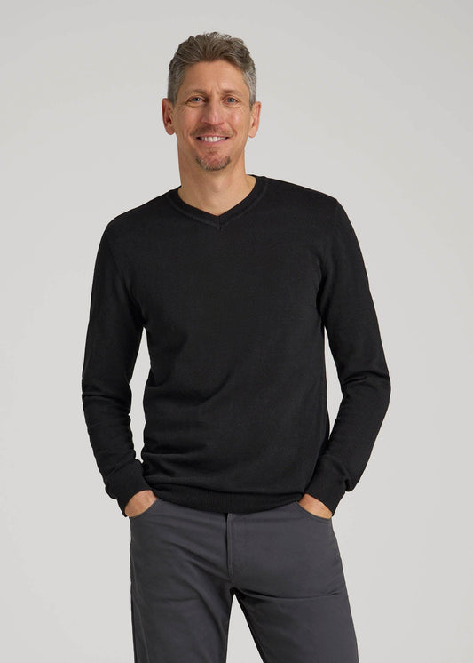 Everyday V-Neck Sweater for Tall Men in Black