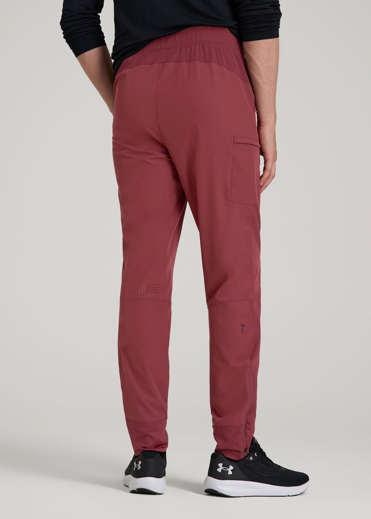 Featherweight Perforated Training Joggers for Tall Men in Oxblood Red
