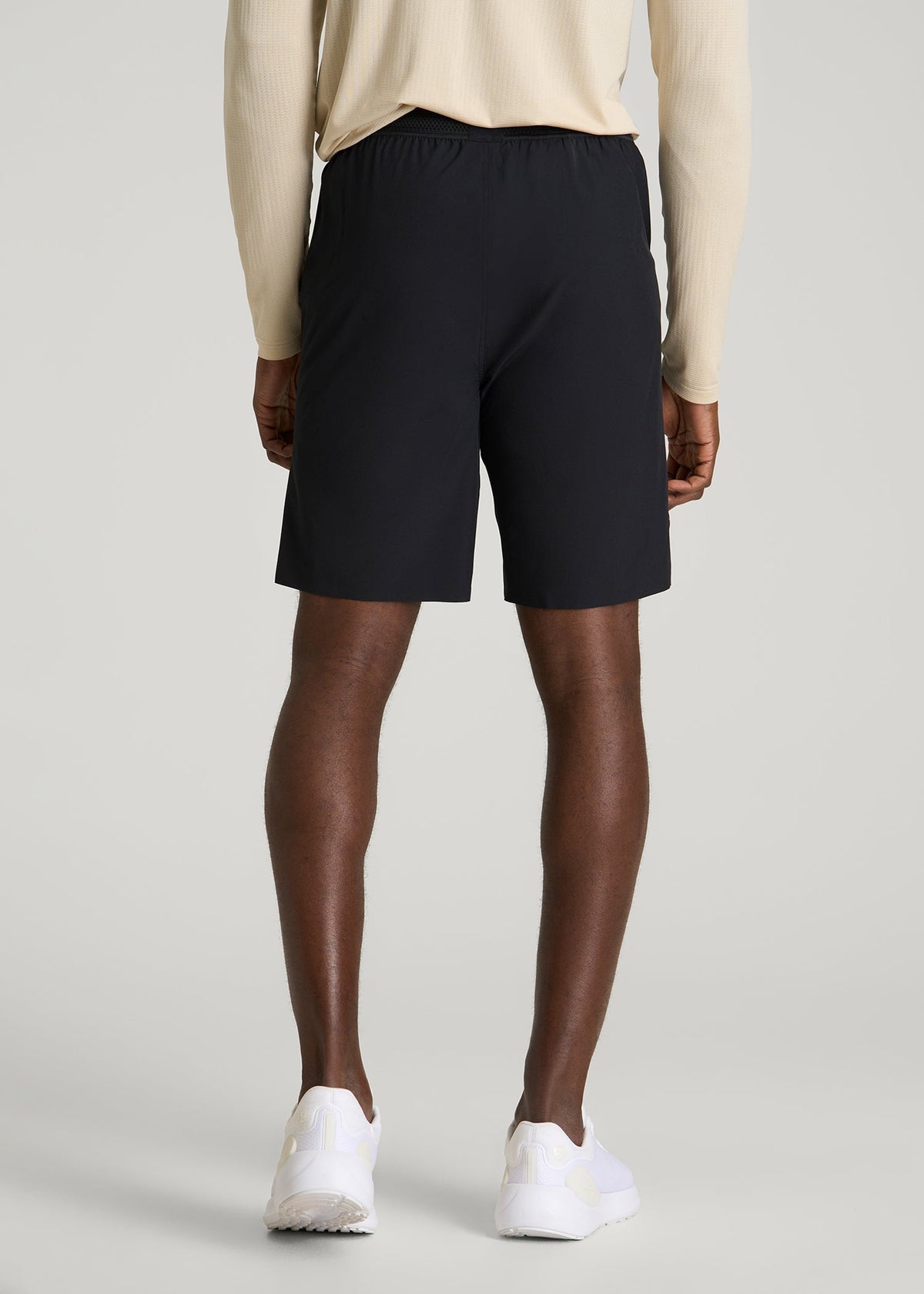 Featherweight Perforated Training Shorts for Tall Men in Black