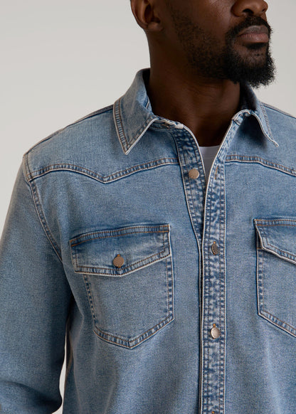 Western Denim Shirt for Tall Men in Heritage Faded