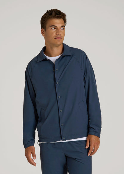 Flex Nylon Collared Jacket for Tall Men in Navy Blue