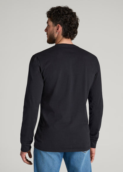 Garment Dyed Long Sleeve Pocket Tee for Tall Men in Black