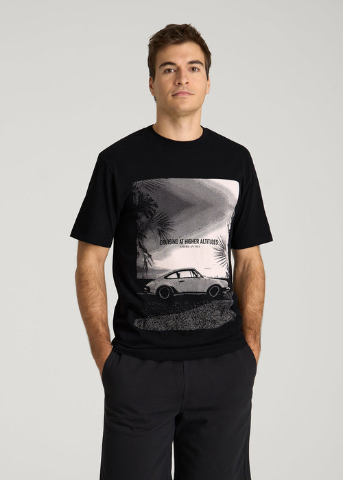 Auto Graphic Tee for Tall Men in Black