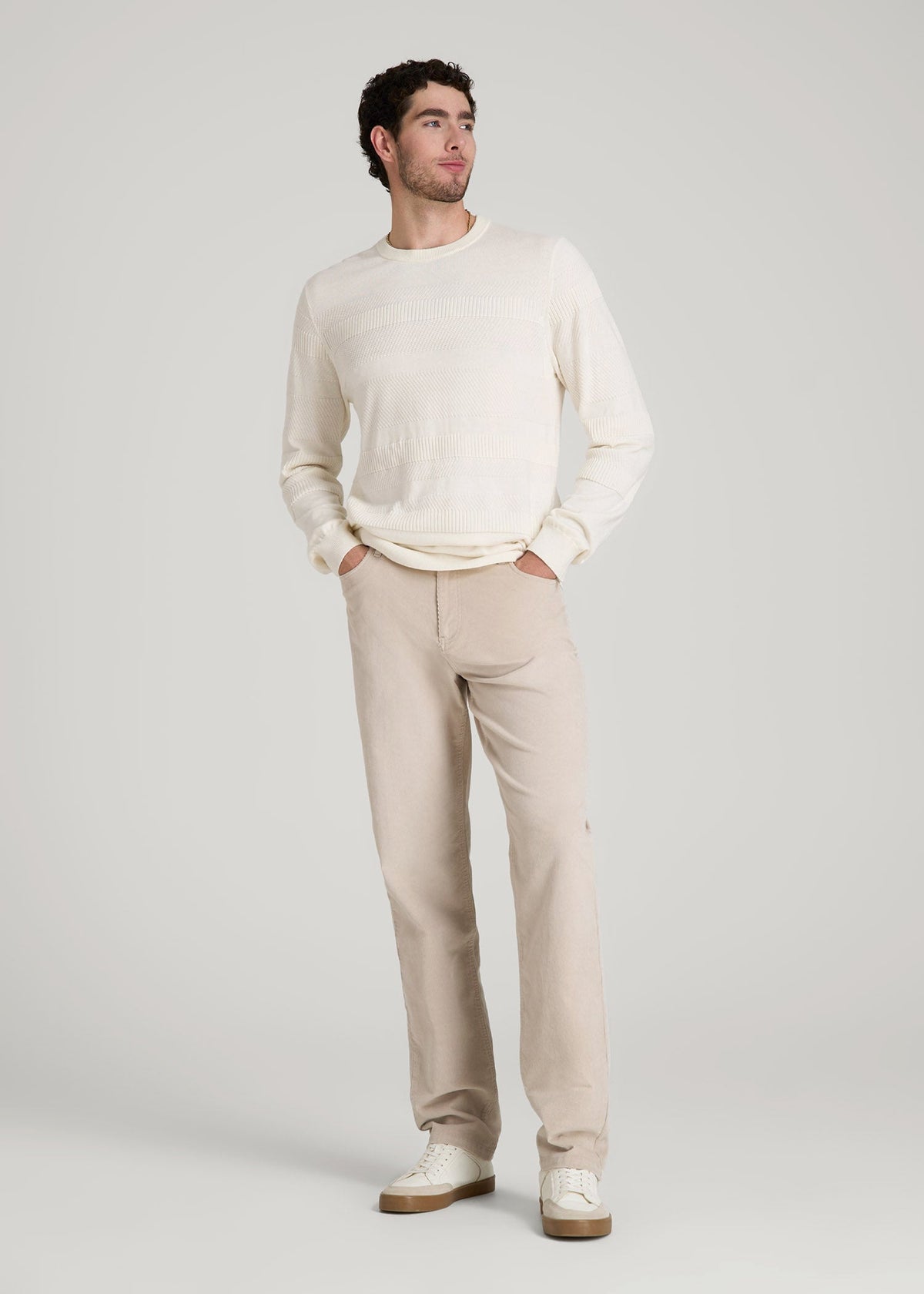 STRAIGHT-LEG Stretch Corduroy Pants for Tall Men in Drywall Tan