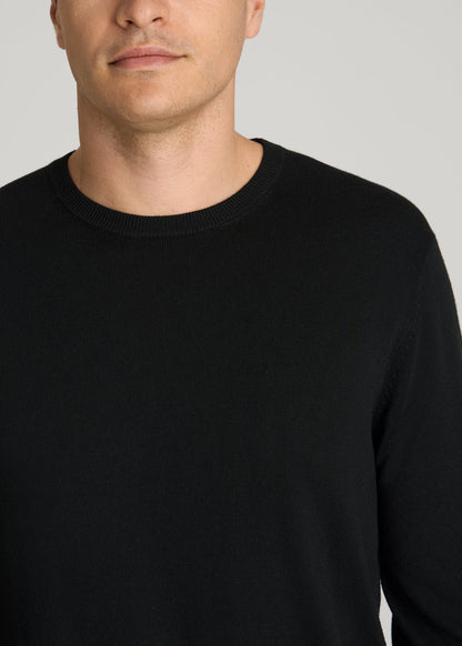 Linen Blend Lightweight Sweater for Tall Men in Black