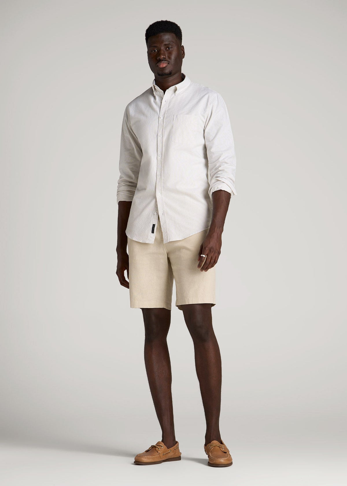 Linen Shorts For Tall Men in Sandstone