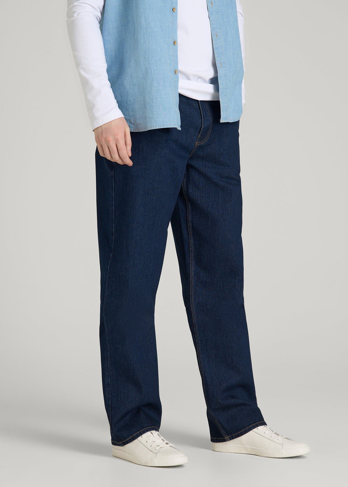 Loose Fit Jeans for Tall Men in Deep Indigo Wash