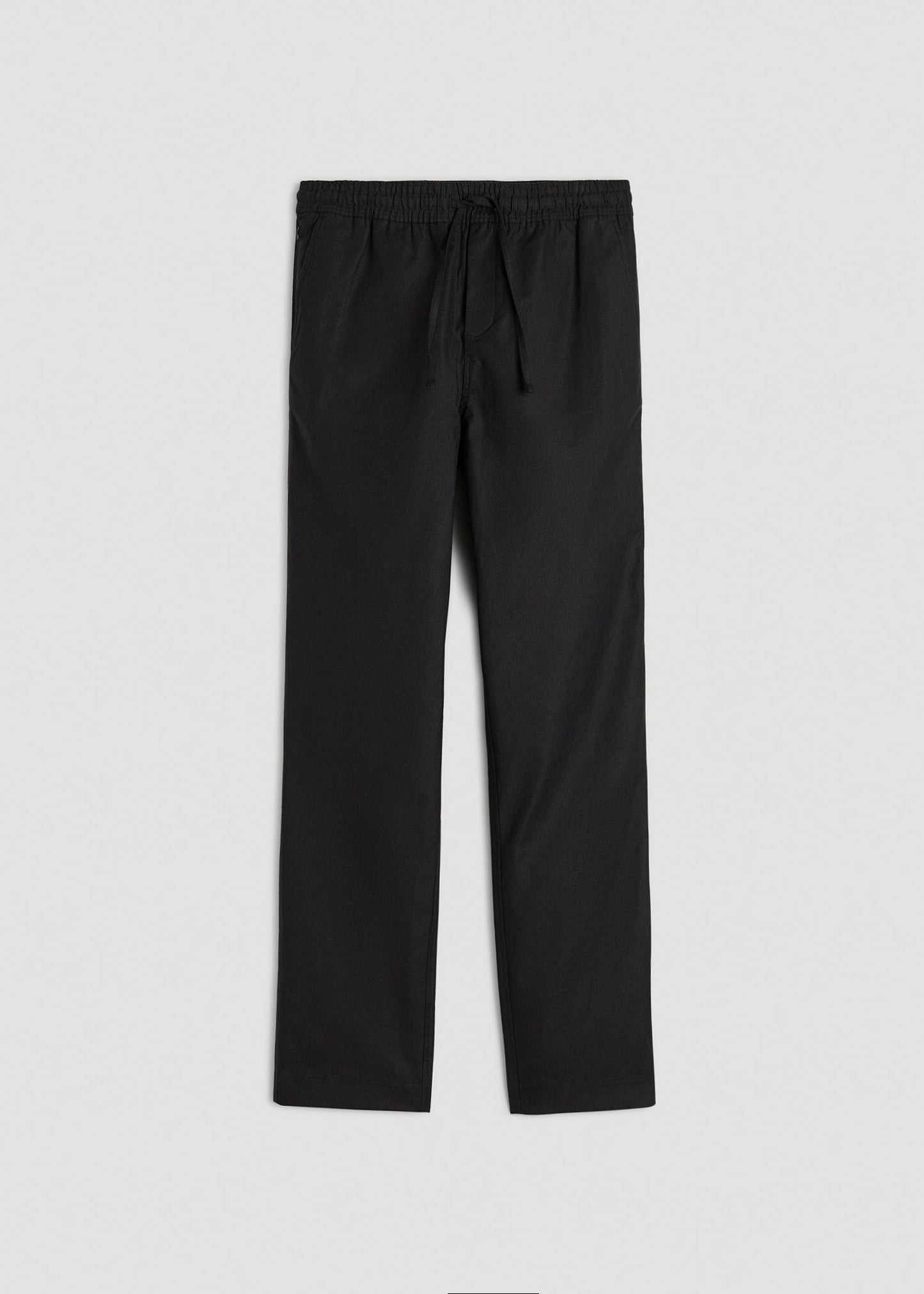Stretch Cotton Linen Blend Pull-On Pants for Tall Men in Black