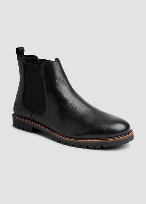 Lug Sole Chelsea Boots for Tall Men in Black