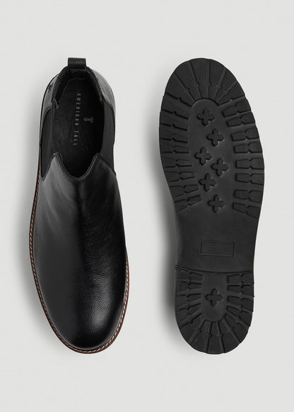 Lug Sole Chelsea Boots for Tall Men in Black