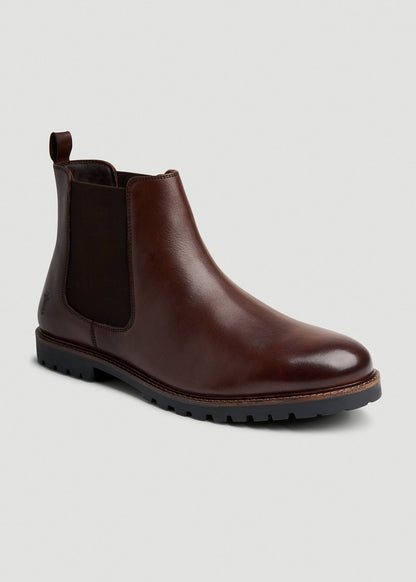 Lug Sole Chelsea Boots for Tall Men in Dark Brown