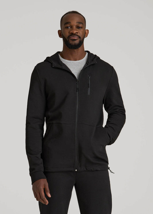 Tech-Knit Long Track Jacket for Tall Men in Black