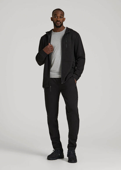 Tech-Knit Long Track Jacket for Tall Men in Black