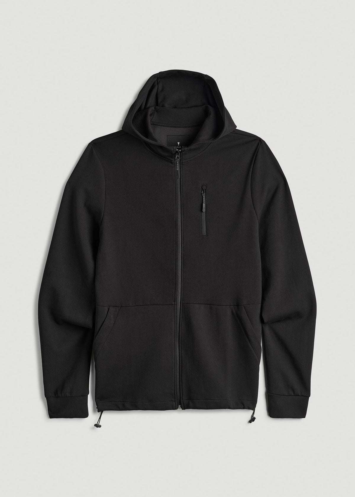 Tech-Knit Long Track Jacket for Tall Men in Black