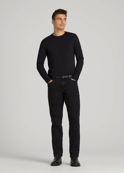 The Essential Modern Fit Crewneck Long Sleeve Tee for Tall Men in Black