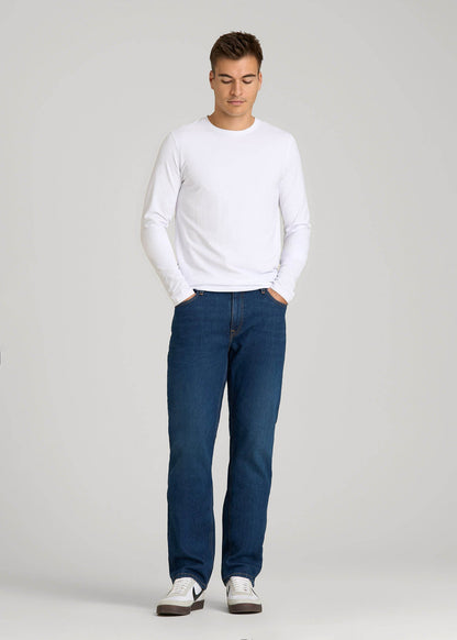The Essential Modern Fit Crewneck Long Sleeve Tee for Tall Men in White