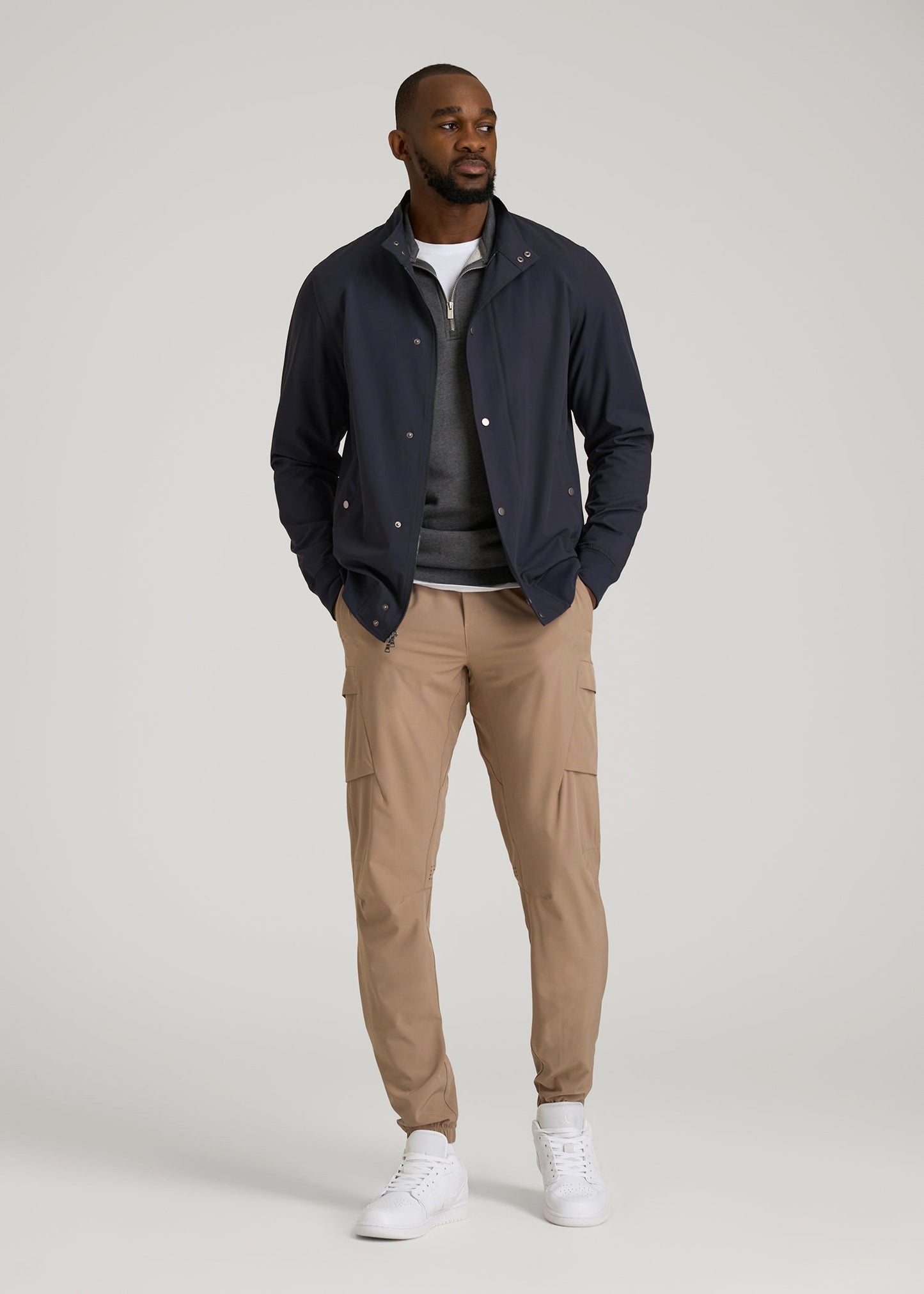 Motion Bomber Jacket for Tall Men in Deep Navy