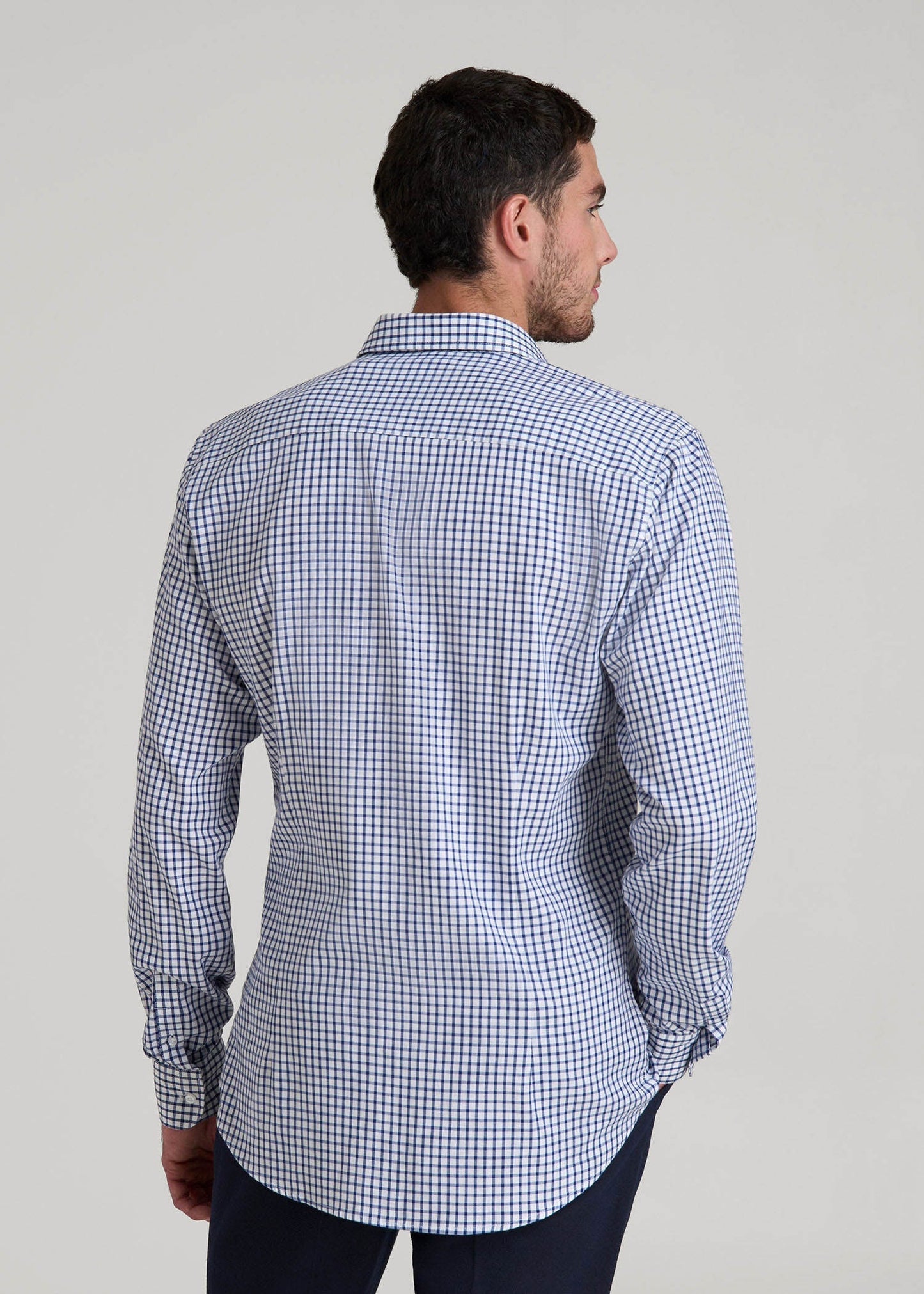 Oskar Easy Care Dress Shirt for Tall Men in Bright Blue Grid