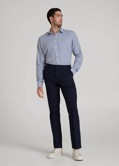 Oskar Easy Care Dress Shirt for Tall Men in Bright Blue Grid