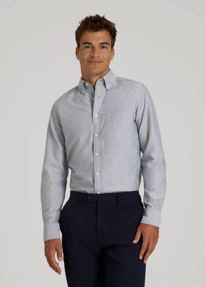 Oxford Cloth Button Down Shirt for Tall Men in Tradewinds Blue