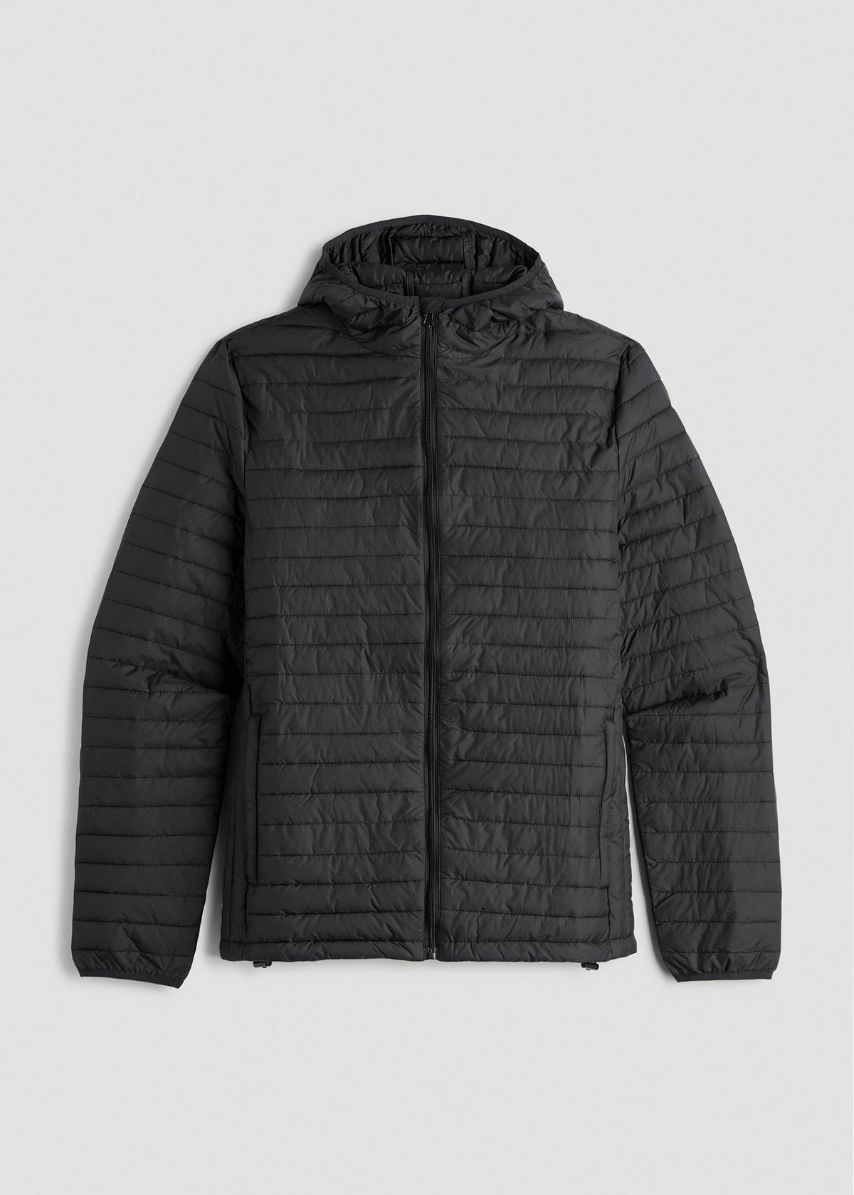 Packable Puffer Jacket for Tall Men in Black