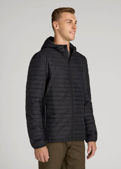 Packable Puffer Jacket for Tall Men in Black