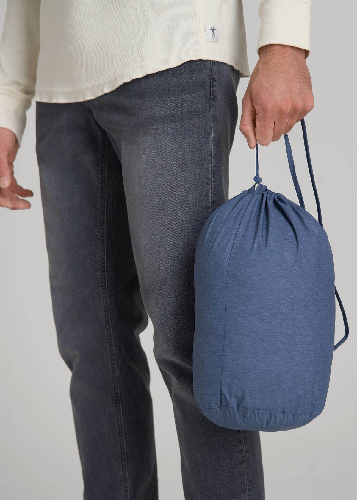 Packable Puffer Jacket for Tall Men in Steel Blue