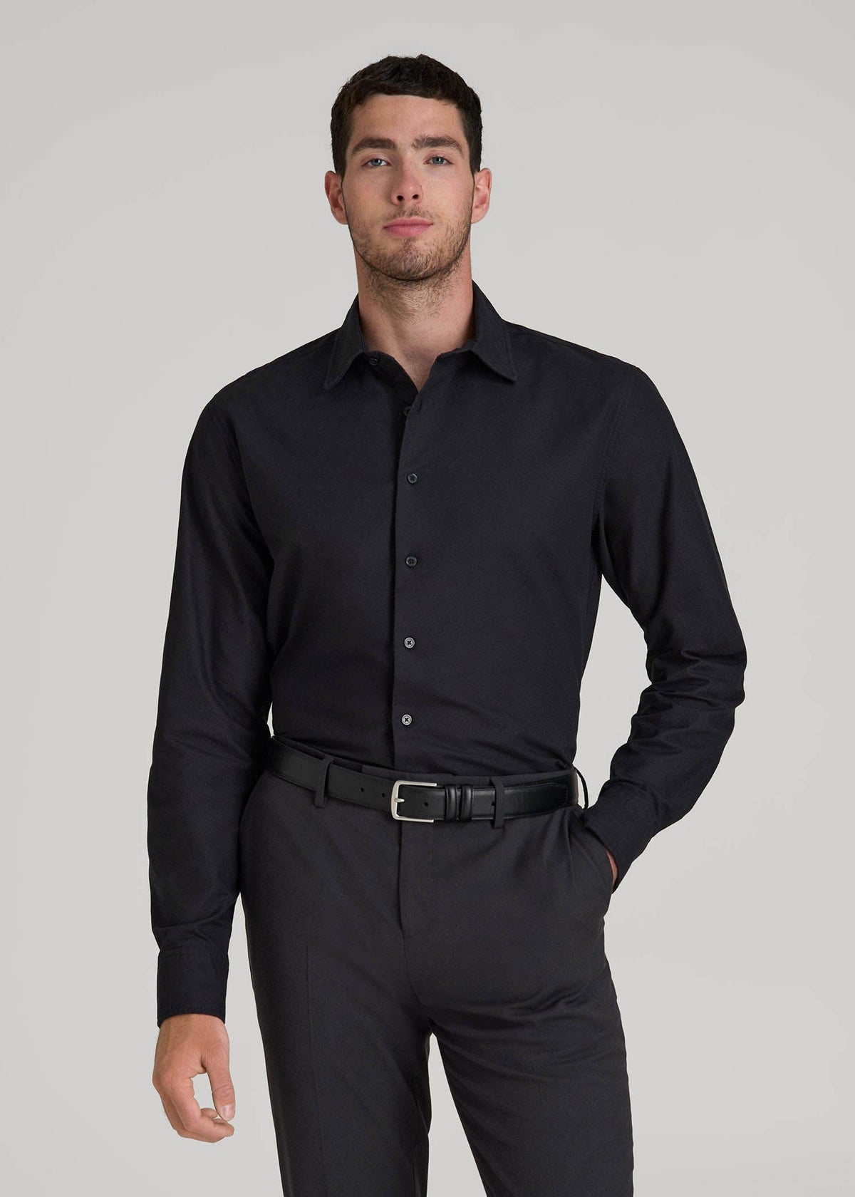 Pinpoint Oxford Shirt for Tall Men in Black