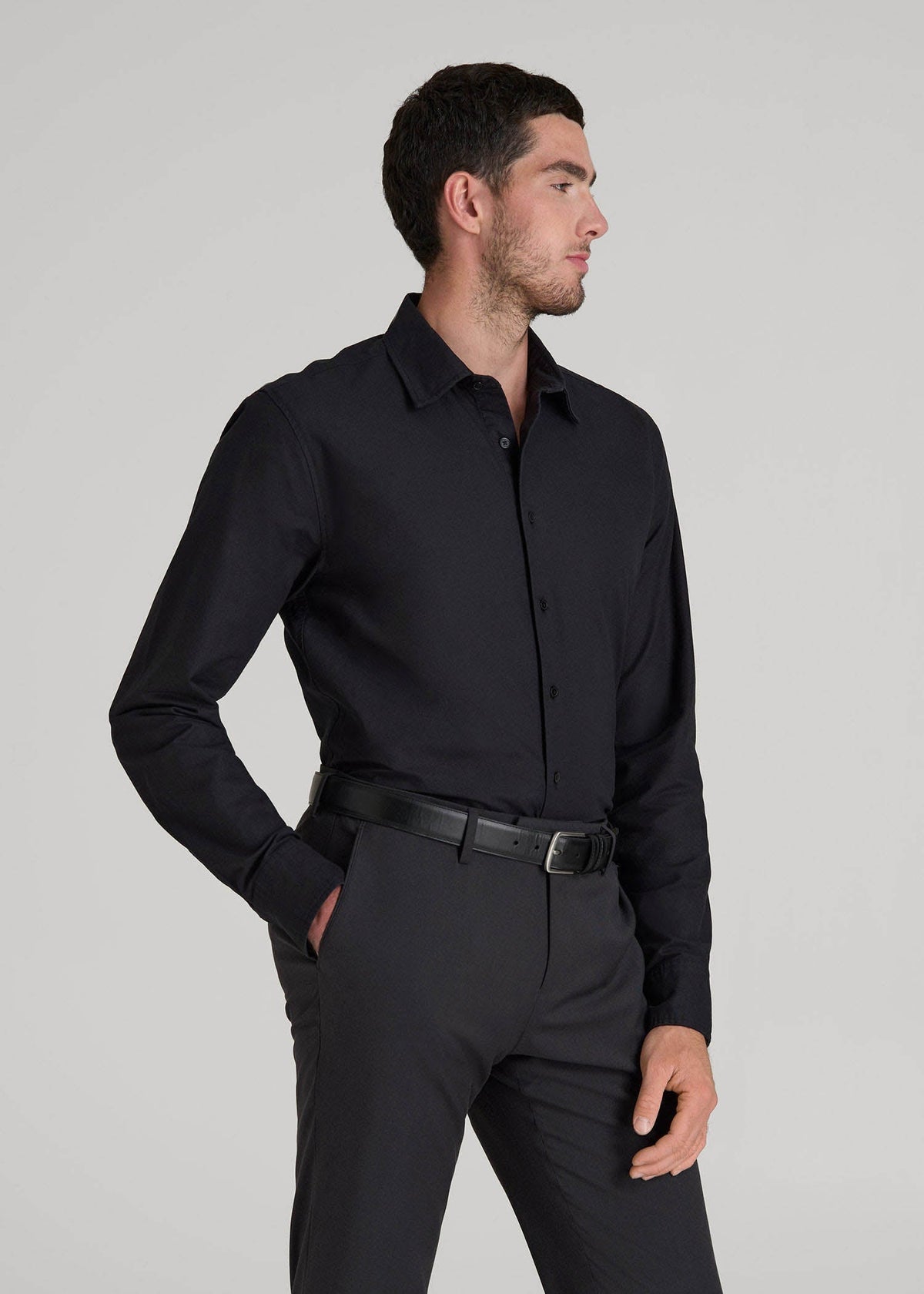 Pinpoint Oxford Shirt for Tall Men in Black