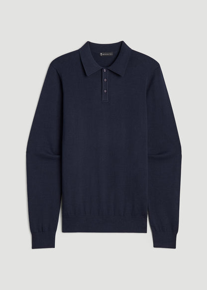 Polo Sweater for Tall Men in Evening Blue