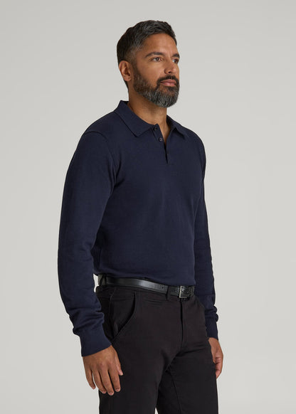 Polo Sweater for Tall Men in Evening Blue