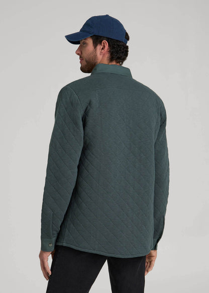 Quilted Shacket for Tall Men in Soft Green