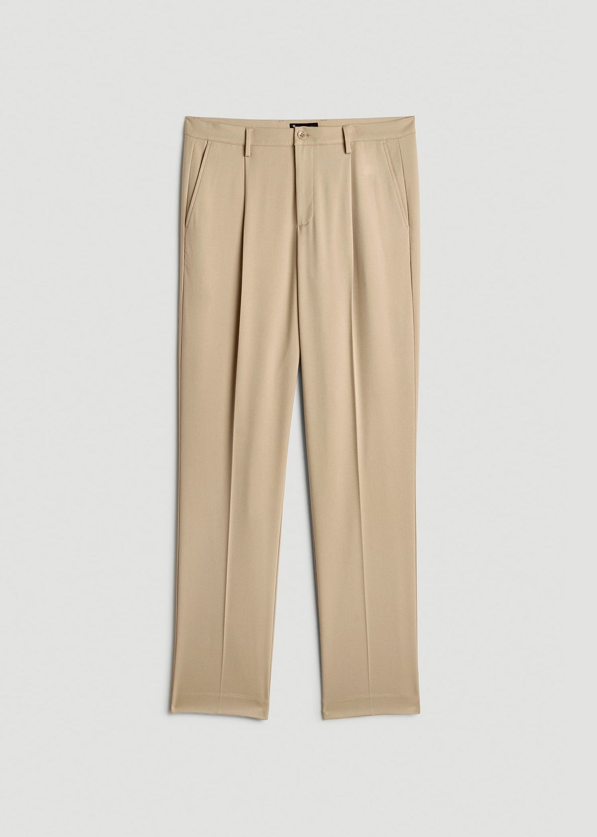 Relaxed Pleated Trousers for Tall Men in Light Khaki